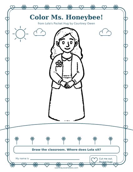 Coloring sheet preview for Ms. Honeybee